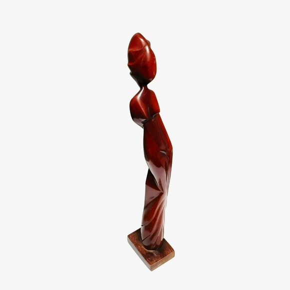 Abstract Hand-Carved Wooden Female Figurine Sculpture 23